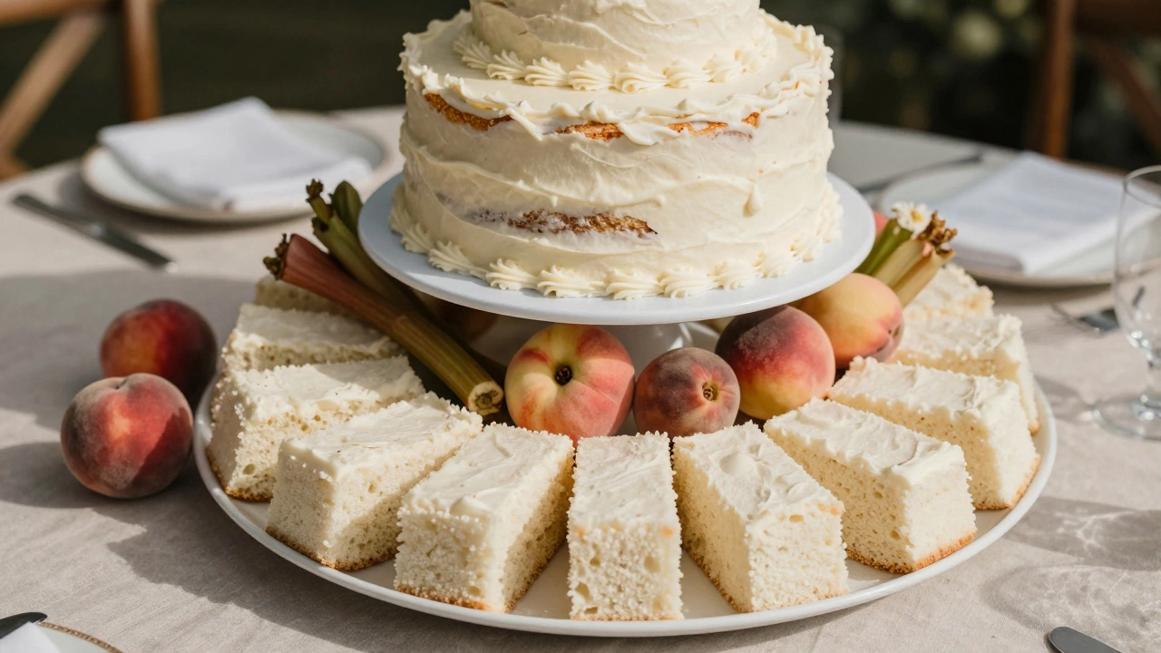 Hybrid cake display with small tiered cake and simple portions