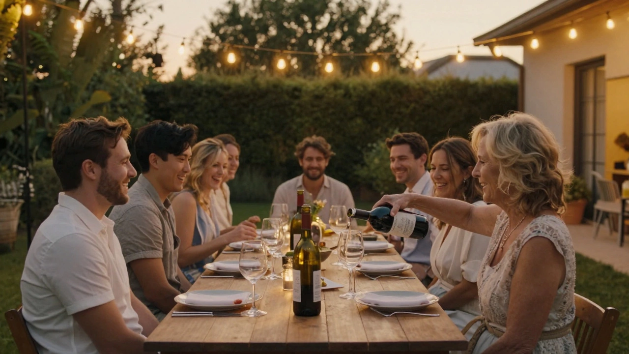 Groom's mom hosting a casual outdoor rehearsal dinner