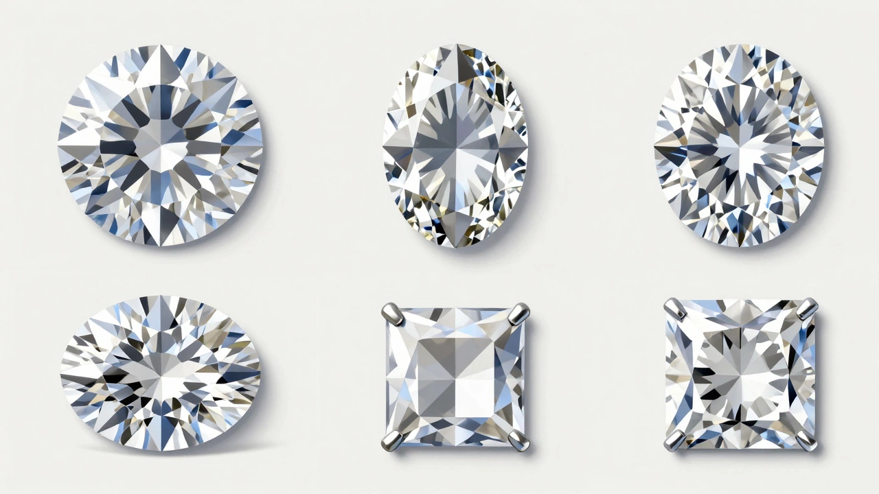 Visual comparison of four different 2-carat diamond shapes