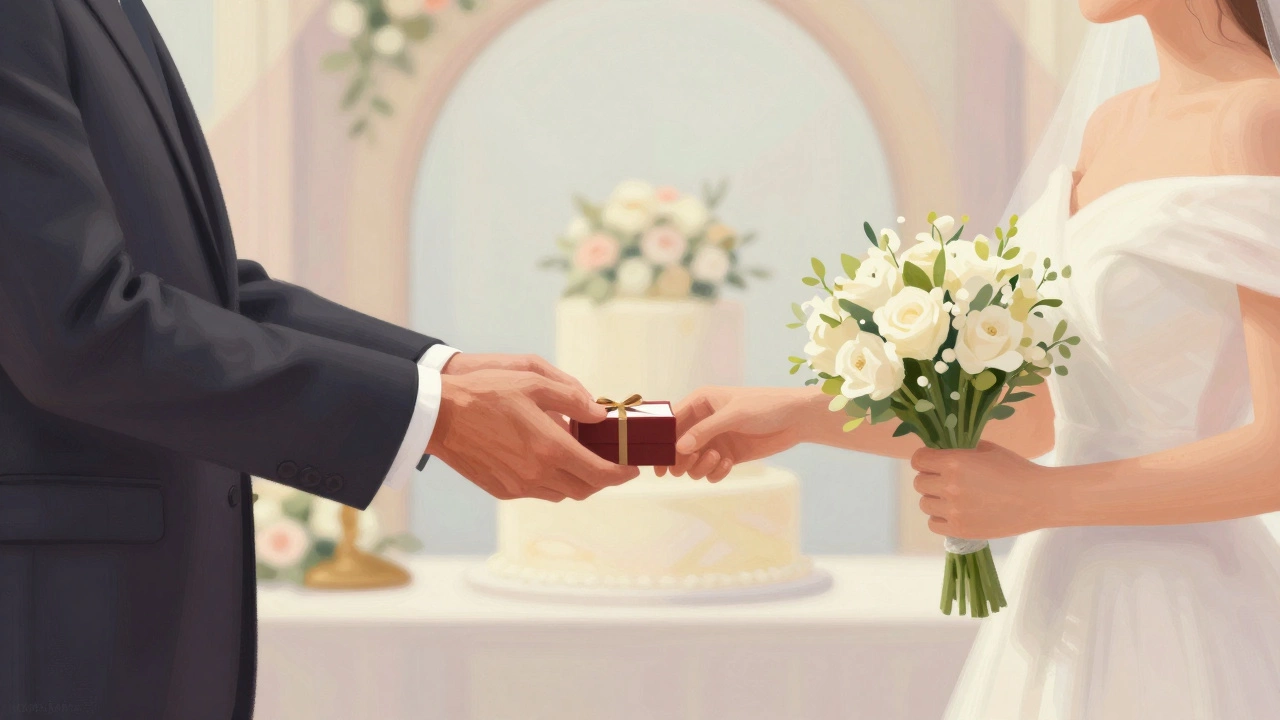Hands of parents and couple connecting over a wedding cake, symbolizing shared support