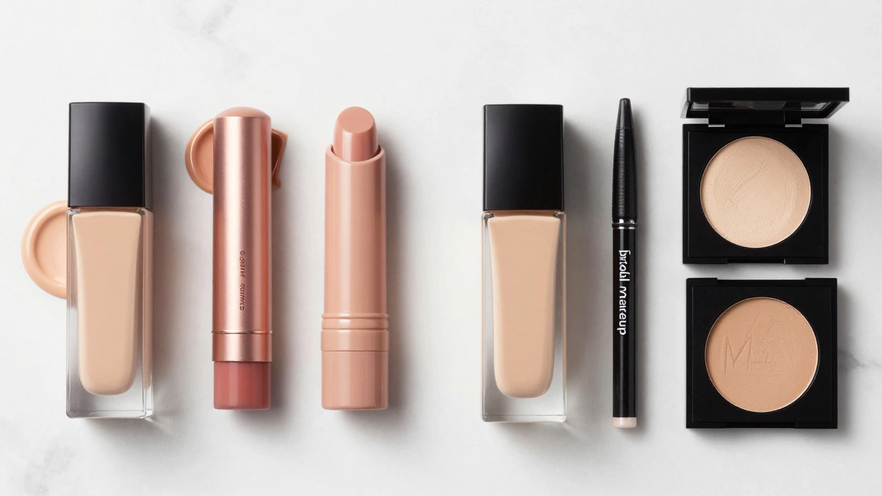 Comparison of dewy signature vs matte bridal makeup products