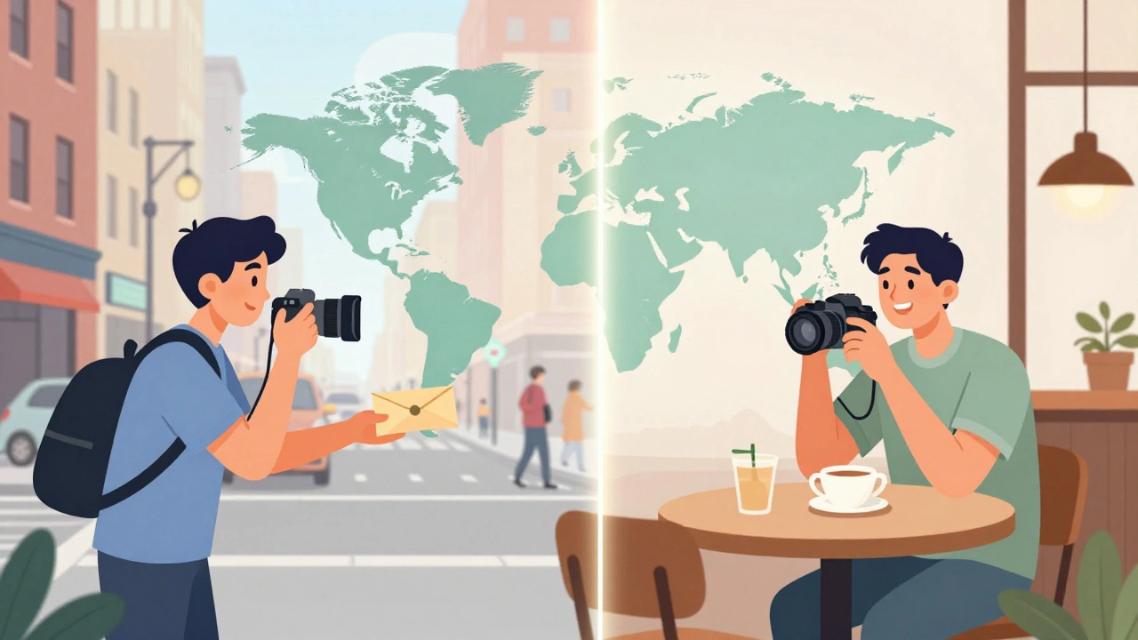 Split illustration comparing US and Australian tipping