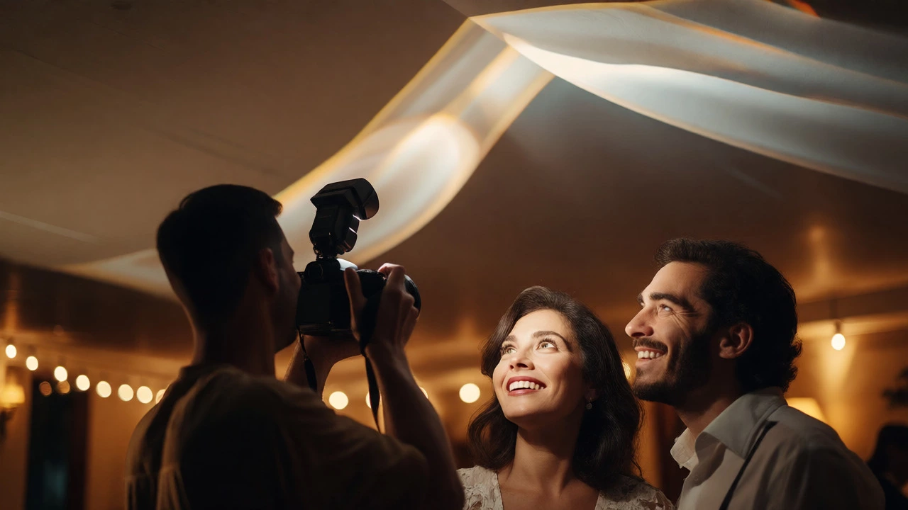 Photographer using bounce flash technique to create soft, flattering light and bright catchlights.
